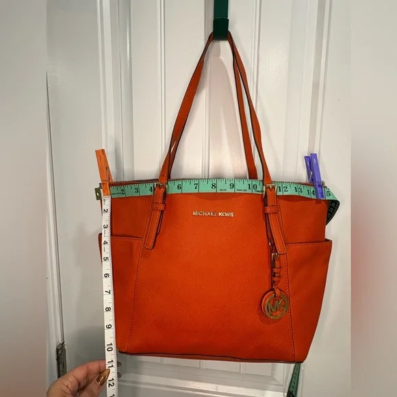 Michael Kors Bold Orange Charlotte Tote And Wallet - Picture 4 of 16
